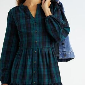 Plaid Button-Down Dress